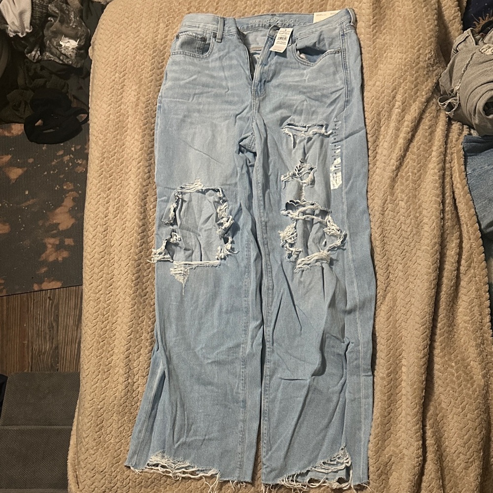 American Eagle Outfitters Light Blue Distressed Flare Jeans